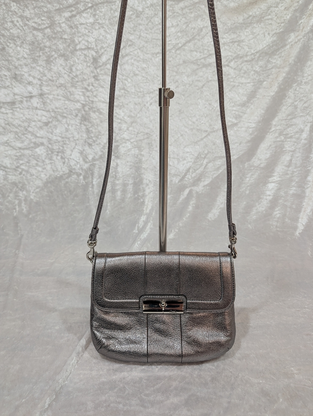 Small Coach Crossbody In Silver